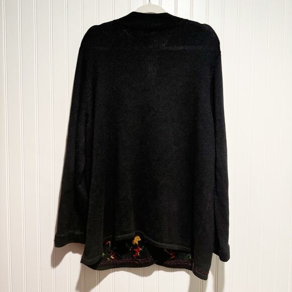 Vintage Victoria Jones Black Floral Embroidered Cardigan Sweater Size 1X - Picture 6 of 6